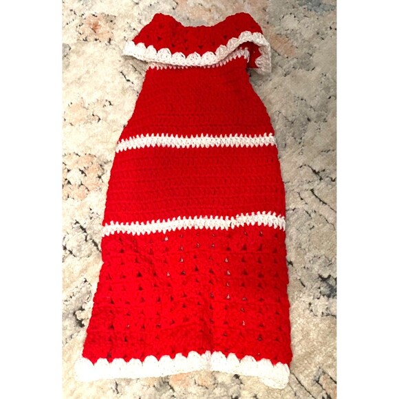 Handmade Crochet Knit Dog Sweater Size S Shirt Puppy Christmas Santa Red - Picture 2 of 9